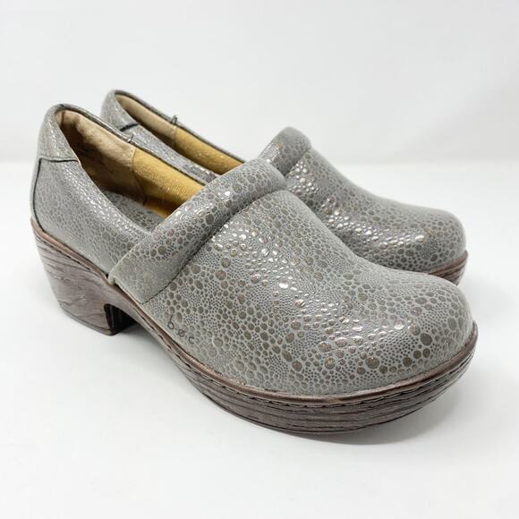 boc Gray Faux Leather Peggy Clogs Women's Sz 7.5 Pebble Print Cushioned Insoles - Picture 10 of 10